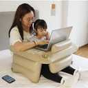 Inflatable Lap Pillow: Ultimate Comfort for Gaming, Reading & Couch Rest – Portable, Foldable Arm Rest Pillow for Adults (Beige)