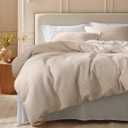 Bedsure Cotton Duvet Cover Set - 100% Cotton Waffle Weave Beige Duvet Cover California King, GentleSoft and Breathable Cal King Bedding Set for All Season, 3 Pieces, 104"x98"