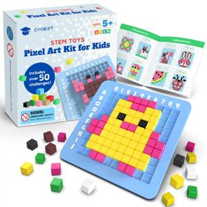 STEM Toys Pixel Art Kit for Kids - Arts and Crafts for Boys & Girls - Educational Science Kits & STEM Activities for Kids Ages 5-8-12 Gifts for 5, 6, 7, 8, 9, 10 Year Old - Brain Teasers Toy (Medium)