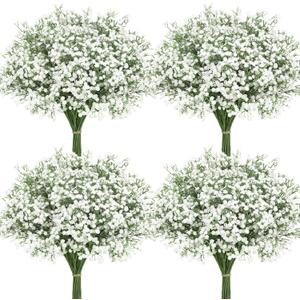 Roberly 30 Pcs Babys Breath Artificial Flowers, 22" Fake Gypsophila Flowers with Long Stems Real Touch Faux Greenery Plants DIY Flores Bouquet for Vase Wedding Floral Party Outdoor Garden Home Decor