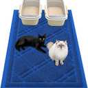 Smiry Cat Litter Box Mat 36x24, Non-Slip Water Resistant Litter Trapping Mat, Easy Clean Less Waste and Urine-Locking Cat Carpet for Indoor, Blue