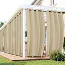 Outdoor Curtains for Patio Waterproof 6 Panels - Windproof, Privacy, Weatherproof Outside Drapes for Gazebo Pergola Porch, Grommet Top and Tab Bottom, 54x84 Inch, Cream