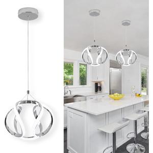 CANEOE Modern Led Pendant Light, 5500K Creative Led Kitchen Island Pendant Lights Fixtures, Adjustable Height Integrated LED Hanging Lamp for Living Room Bedroom Kitchen Cafe,1 Pack (Chrome)
