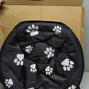 Etna Products Round Pet Bed: Comfortable Elevated Cat Bed with Paw Print Cushion-Black & White Water Resistant Papasan Chair for Small Dogs