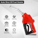 1" NPT Auto Fuel Nozzle, Auto Shut Off Fuel Nozzle with 3-speed Padlock, Spout 1" for Gasoline, Diesel, Biodiesel and Kerosene, Red