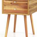 Squareful Nightstand, End Table W/Two Drawers, Multipurpose Side Table Storage, Retro Style Home Furniture, Perfect for Bedroom, Living Room (1, Walnut)