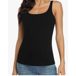 V FOR CITY Women's Cotton Tank Top with Shelf Bra Adjustable Wider Strap Camisole Basic Cami Tanks, Large