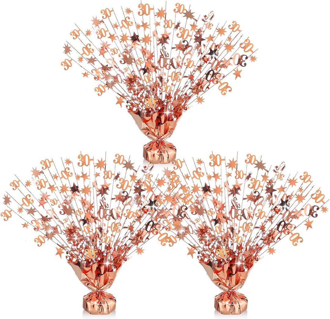 3 Pcs 30th Rose Gold Birthday Decorations for Table Centerpieces Star and Number 30 Metallic Gleam Foil Spray Centerpieces for Women 30th Birthday Anniversary Party Decoratio