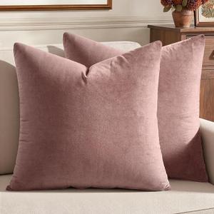 MIULEE Pack of 2 Velvet Decorative Pillow Covers 18x18 Inch Soft Chenille Couch Spring Throw Pillows Farmhouse Cushion Covers for Home Decor Sofa Bedroom Living Room, Jam