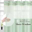 Gibelle No Hook Waffle Weave Shower Curtain with Snap-in Fabric Liner Set for Bathroom, Hotel Style with Mesh Top Window, Waterproof & Washable, Mint Green, 72x74