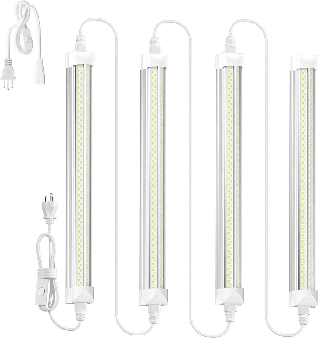 LED Shop Lights for Garage Workshop, Super Brightness 6500K 25W Daylight 3750LM, Plug and Play, Linkable T8 Tube Fixtures, Utility Shop Light (4 Pack)