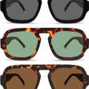 YDAOWKN Retro Square Aviator Sunglasses for Women Men Trendy Flat Top Sun Glasses UV Protection Vintage Shades (Black)
