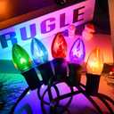 C7 Multicolor Christmas Lights Outdoor, 25FT Vintage String Lights with 27 Clear Colorful Bulbs for Patio, Garden, Porch Decor, Waterproof Connectable, Classic Incandescent Glow