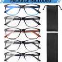 5 Pack Blue Light Blocking Reading Glasses for Men with Spring Hinge Fashion Large Wide Computer Readers for Men