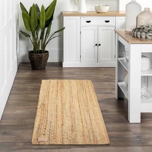 Rectangular Handmade Area Rug (Natural Beige, 2 x 6) | 100% Natural Jute | Kid/Pet Friendly | Easy to Care | Stylish Braided Texture for Home Decor, Living & Dining Room