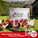 120LB Metal Chicken Feeder, Rat Proof Automatic Large Chicken Feeder with Visible Window & 10 Ports, Galvanized No Waste Poultry Feeder for Chickens, Ducks, Geese