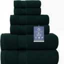 COZYART Deep Forest Green Bath Towel Set, Cotton Towel for Bathroom, Thick Soft Absorbent Bathroom Set of 6 with 2 Bath Towels, 2 Hand Towels, 2 Washcloths, 650 GSM
