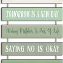 Pinkunn Inspirational Wall Art Positive Quotes Wall Decor Cute Preppy Wooden Room Sign Uplifting Encouragement Gifts for Motivational Art for Home Bedroom (Sage Green)