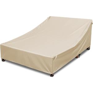 Outdoor Double Chaise Lounge Chair Cover Waterproof, 100% 600D Oxford Fabric Tear-resistant and Windproof All-season Weatherproof Protection for Patio Furniture Lounge Chair/Sunbed Daybed (Beige)