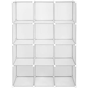 12-Cube Book Shelf,Cube Storage Shelves Closet Organizer Shelf Cubes Organizer Bookcase(42.1 x 14.2 x 55.9) / (107 x 36 x 142) cm (L x W x H) (White)