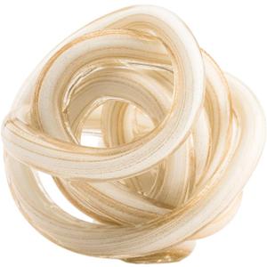 Torre & Tagus Orbit Hand Blown Glass Infinity Knot Sculpture - 3 Inch Glass Art White & Gold Knot Decor Ball for Home Decor, Small Centerpiece Table Decoration for Home Interior (White Gold Flakes) (3-inch Diameter, White)