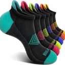 BULLIANT Socks For Women 6Pairs-Womens Athletic Ankle Socks No Show Cushioned for Walking Running-Compression Arch Support (9-10)