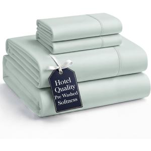 Casa Platino King Size Bed Sheet Set 4 Piece Set, Pre-Washed Ultra Soft Fabric, Deep Pocket Sheets for 15 Mattress, Brushed Microfiber Bedding, Fade Resistant & Breathable - Mineral