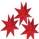 3 x 3pcs Christmas Paper Star Lanterns, Nine-Pointed Red Paper Star Hanging Lampshades Decorations for Home Party Holiday