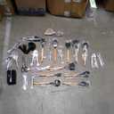 Cooking Utensils Set- 35 PCs Kitchen Utensils with Grater,Tongs, Spoon Spatula &Turner Made of Heat Resistant Food Grade Silicone and Wooden Handles Kitchen Gadgets Tools Set for Cookware (Dark Gray)