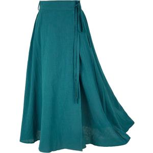Women's Linen Wrap Skirt Casual Maxi Skirt Vintage A line Linen Skirt (Z2973xgn)