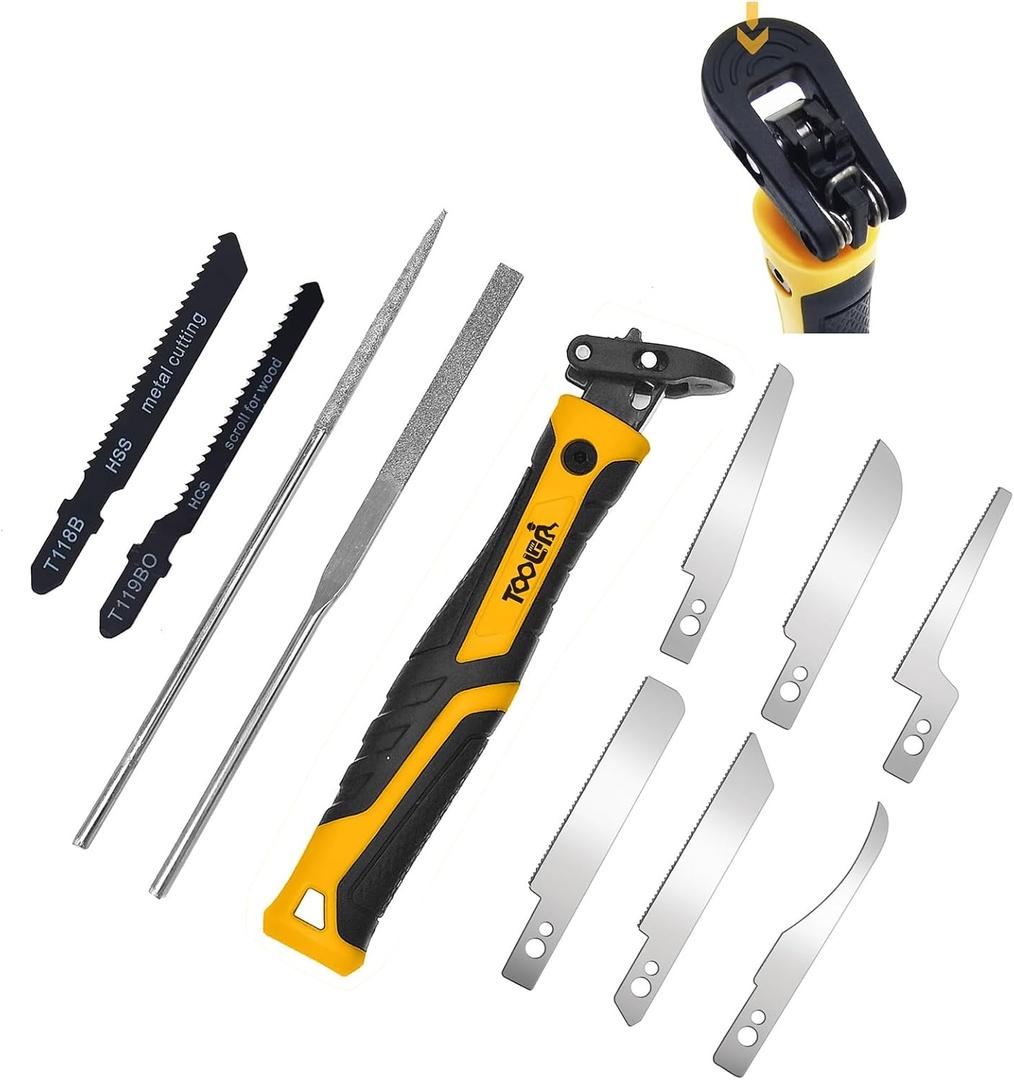 10-In-1 Model Craft Hand Saw & File Set. DIY Mini Razor Saw&File Kit for Handcrafted, Modeling, Plastic, and Other Fine Cutting, Reliable Blade Quick Change Mechanism.