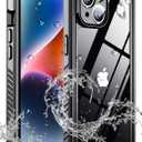 xiwxi for iPhone 14 case Waterproof,[IPX8 Underwater Case][Full Body Shockproof & 15FT Military Dropproof][Built-in Screen Protector][Dustproof] Clear Sound for iPhone 14 case 6.1 inch-Black