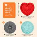 3 Pack Silicone Cake Molds Nonstick, Valentines Silicone Bundt Cake Pan, Baking Pan for Cake,Brownie Bread Jello and Pies, Tarts (Multiple colors)