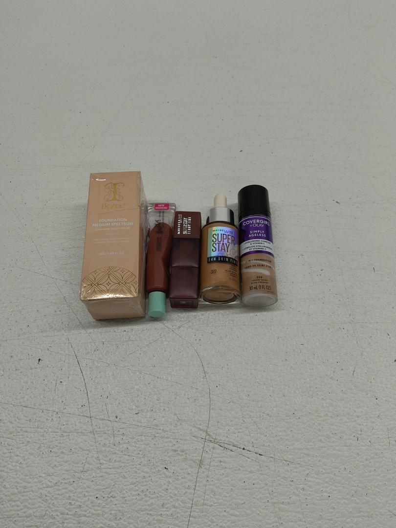 Foundation 4 in 1, SPF 50; Physicians Formula Butter Lip; Maybelline Super Stay Up to 24HR Skin Tint; COVERGIRL & Olay Simply Ageless 3-in-1 Liquid Foundation; MAYBELLINE Super Stay Teddy Lip Tint