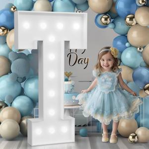 4FT Marquee Letters, Cool Light Up Letters T for Birthday Anniversary Wedding Party Decorations, Big Toy Sign for Decor (DIY Kit)