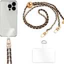 Phone Crossbody Chain Cell Phone Lanyard,Universal Leather+Metal Shouder Strap with Phone Tether Patches (I)