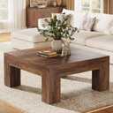 Tribesigns 39.4-Inch Square Coffee Table for Living Room, Farmhouse Center Cocktail Tea Table with Sturdy Wooden Legs, Easy Assembly, MDF, Dark Brown