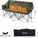 Huskfirm 3 Person Camping Chairs Folding Double Camping Chair Portable Oversized Loveseat Padded Camp Chair Heavy Duty Camping Couch for Adults Outdoor Lawn with Two Cup Holders and Carry Bag Green, 74.8 inches x 22.4 inches x 36.6 inches