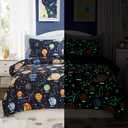 Full Kids Comforter Set - 7 Pieces Full Bedding Sets for Boys Girls Teen, Glow in The Dark Space Bed in A Bag with Sheets