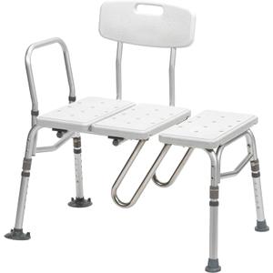 Drive Medical Splash Defense Tub Transfer Bench for Bathtub - U-Shaped Shower Curtain Guard - Adjustable Height - Reversible Design - 400 Lb Capacity - Safe Bathing Aid - White, 23"D x 33.5"W x 22.5"H