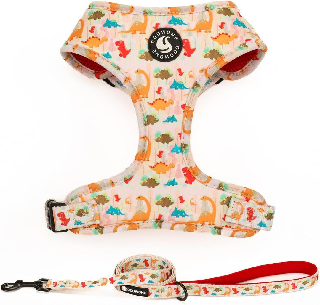 Dog Harness and Leash Set, Adjustable Dog Harness, Dog Leash, No Pull No Choke Puppy Harnesses for Walking Training for Small Medium Pet  S(Chest 13 - 19", Neck 9.5 - 13.1")