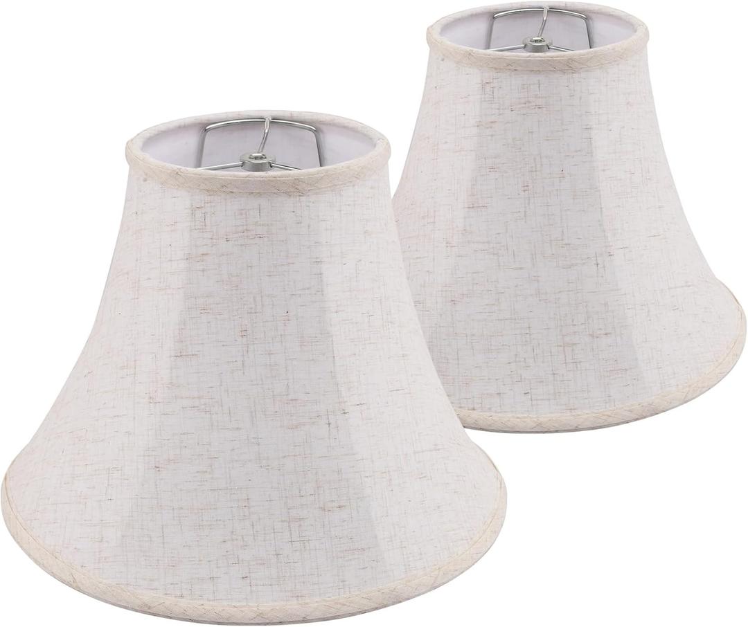 Bell LampShade 6x13x9.3 inch Set of 2, Replacement Lamp Shade for Table Lamp and Floor Lamp, Fabric Linen,Foldable lampshade (Beige-Linen1)