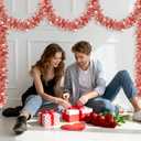 2 x 50Ft Valentines Heart Tinsel Garland, Rose Gold Heart Shiny Metallic Twist Valentines Day Garland Decorations for Indoor Outdoor Galentines Day Party Tree Home Wedding Mantle Decor