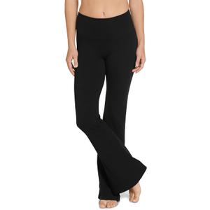 Jockey Women's Activewear Cotton Stretch Slim Yoga Flare Pant (Medium, Black)