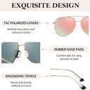 TJUTR Polarized Tangle Free Aviator Sunglasses for Women & Men, UV400 Protection Trendy Shades, No-Snag Metal Frame Glasses