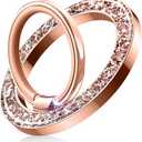 Temdan Magnetic Phone Ring Holder for MagSafe,Magnetic Cell Phone Grip Stylish Twinkle Ring Holder Stand with [Upgrade Gear Hinge], Mag-Safe Accessory for iPhone Pro Max 16-Rose Gold