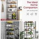 Sakugi Storage Shelves Organizer - 5 Tier Metal Shelf Organizer with Metal Wheels and Adjustable Leveling Feet, Heavy Duty Garage Shelving for Kitchen, Pantry and Closet, 33.1"x12.6"x73.5", Black
