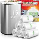 15 Gallon 120 Counts Strong Tall Kitchen Trash Bags,Fit 13,15,16,18 Gal,Garbage Bags by Teivio, Bin Liners, Plastic Bags for home Office,Clear for Bathroom, Clear