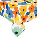 Floral Tablecloth, Flowers Table Cloth for Spring Summer Fall Autumn, Waterproof Tablecloth for Kitchen Dining Room Picnic Party Banquet, Outdoor Indoor Use Table Cover, Rectangle 60 x 84 inch (140" x 140" (Rectangular), Colorful)
