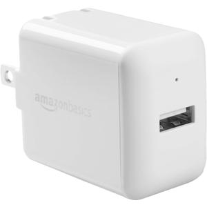 Amazon Basics 12W One-Port USB-A Wall Charger (2.4A) for Phones (iPhone 15/14/13/12/11/X, Samsung, and more), non-PPS, White